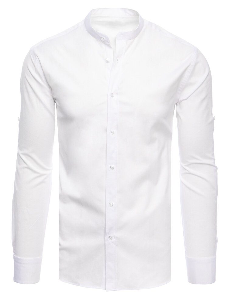 Trendová pánska košeľa so stojačikom - biela