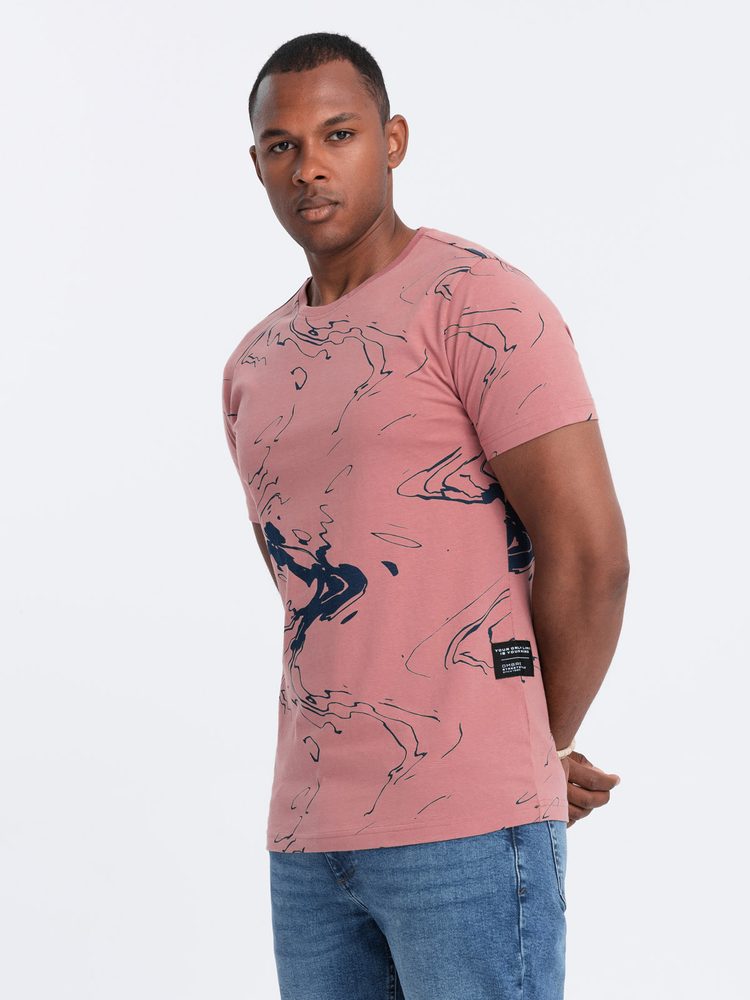Pánske tričko s modernou potlačou- ružové
