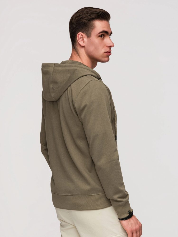 Mikina na zips s kapucňou olivová