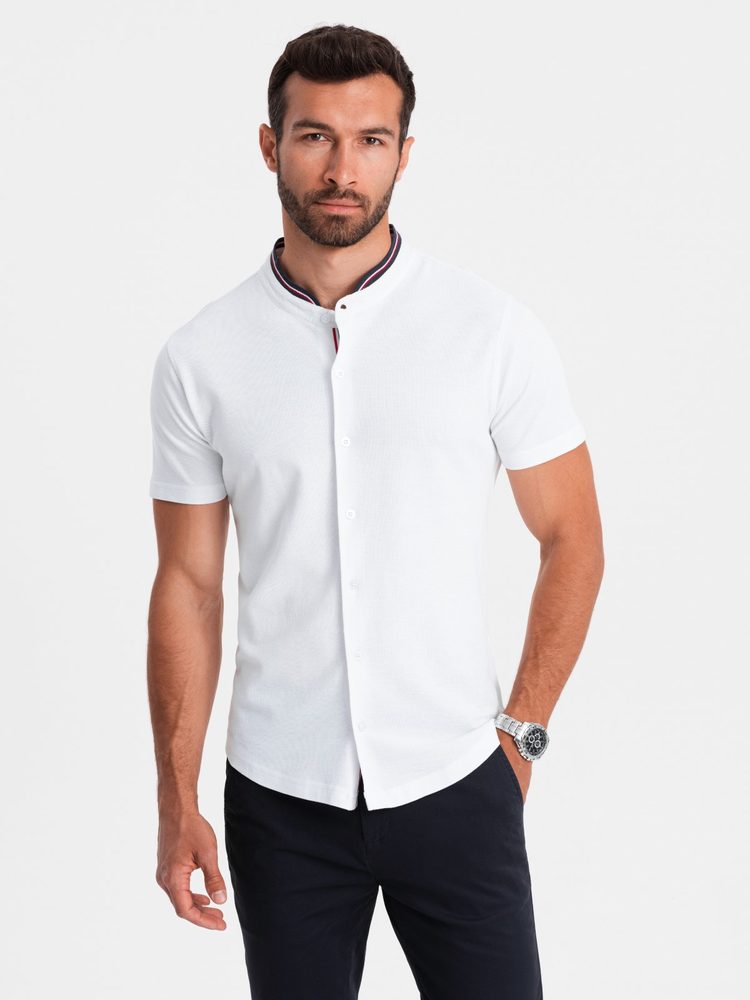 Trendy pánska košeľa s krátkym rukávom - biela