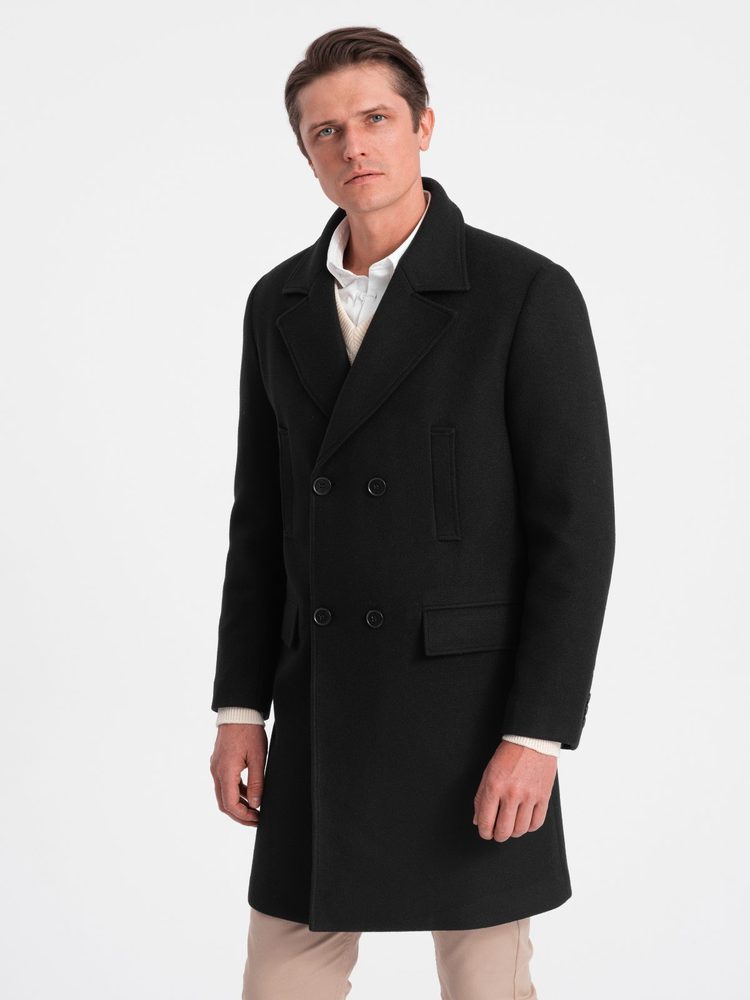 Elegantný kabát pre pánov čierny