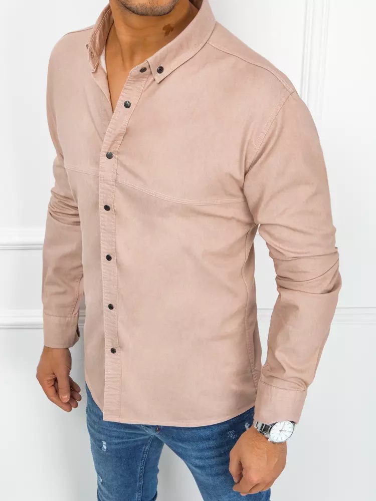 Elegantná trendová pánska ružová košeľa