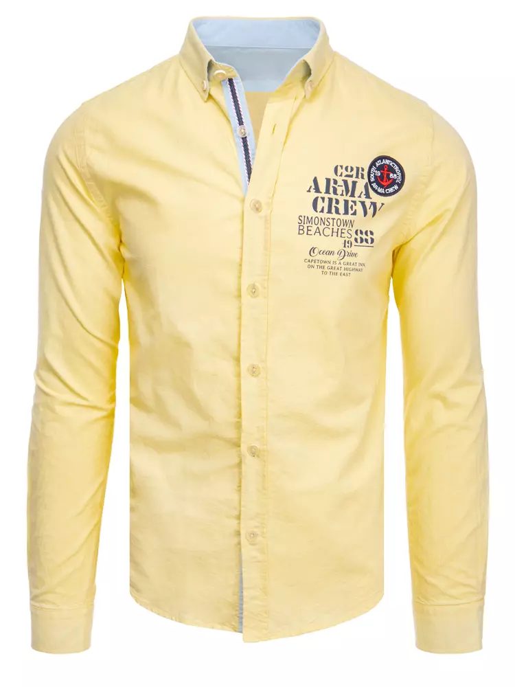 Originálna pánska košeľa s potlačou - žltá