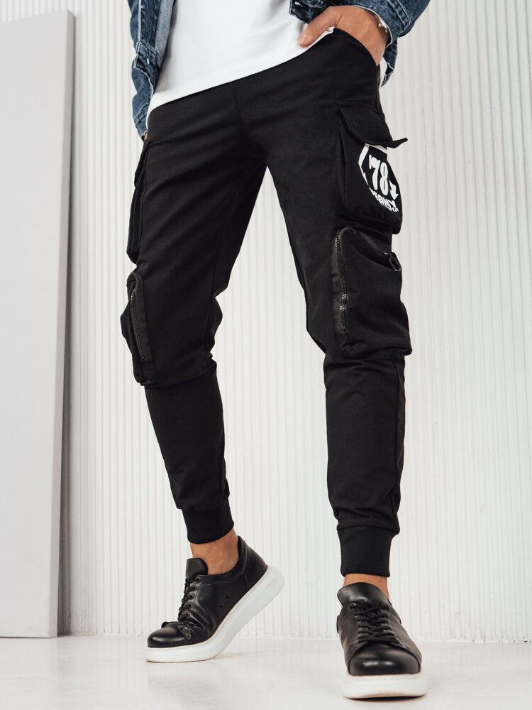Trendy jogger kapsáčové nohavice pre pánov čierne