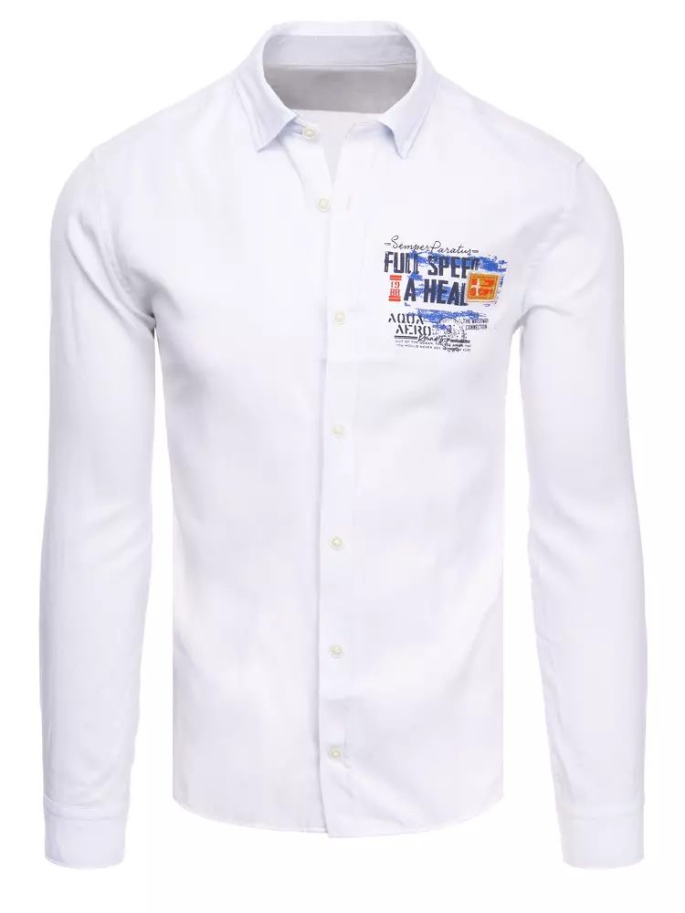 E-shop Biela bavlnená košeľa s potlačou