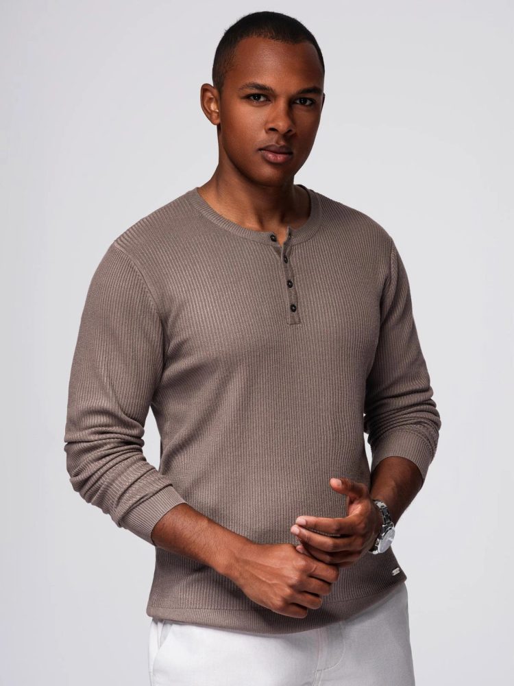 Jedinečný sveter na gombíky – pre pánov- popolavý