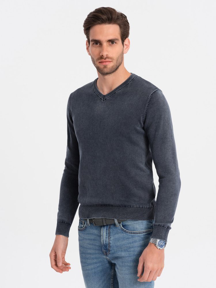 E-shop Pánsky sveter s V-výstrihom v granátovej farbe V2 SWOS-0108