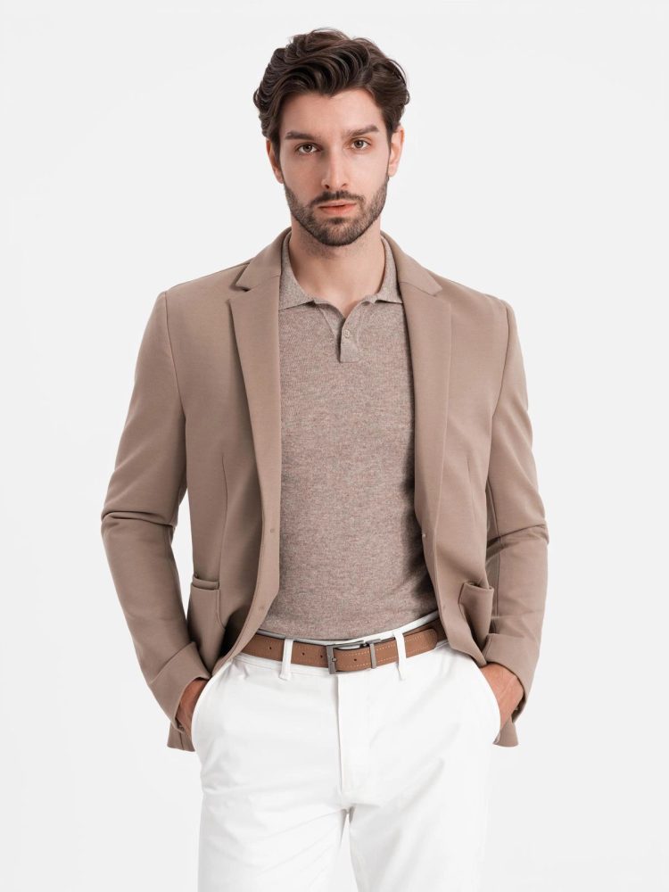 Trendy sako pre pánov tmavo béžové