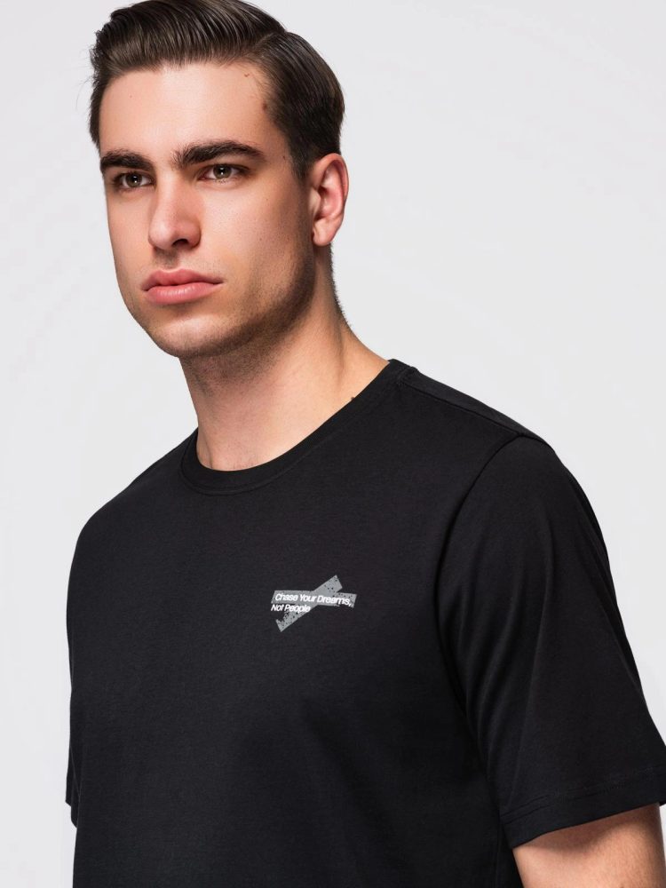 Trendy pánske tričko s krátkym rukávom- čierne