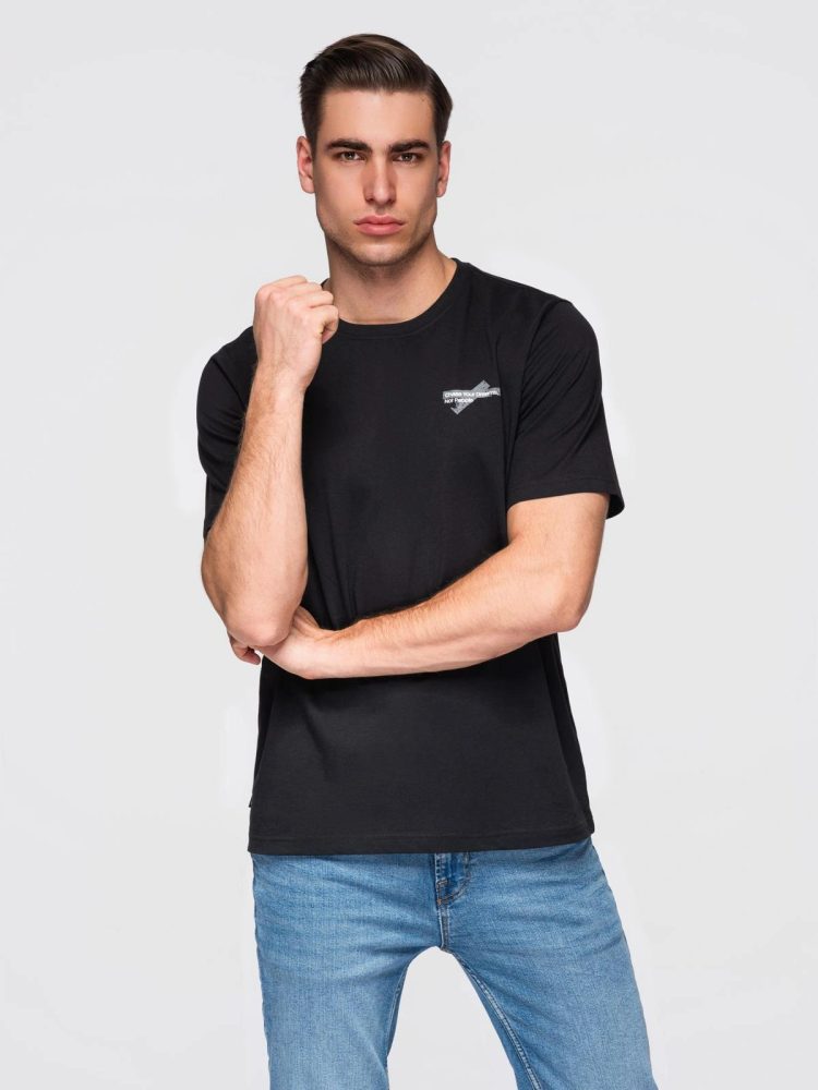 Trendy pánske tričko s krátkym rukávom- čierne