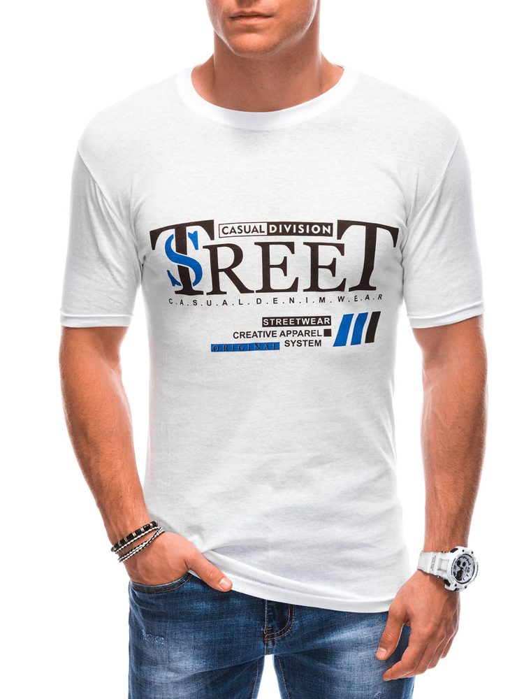 E-shop Jedinečné biele tričko s nápisom street S1894