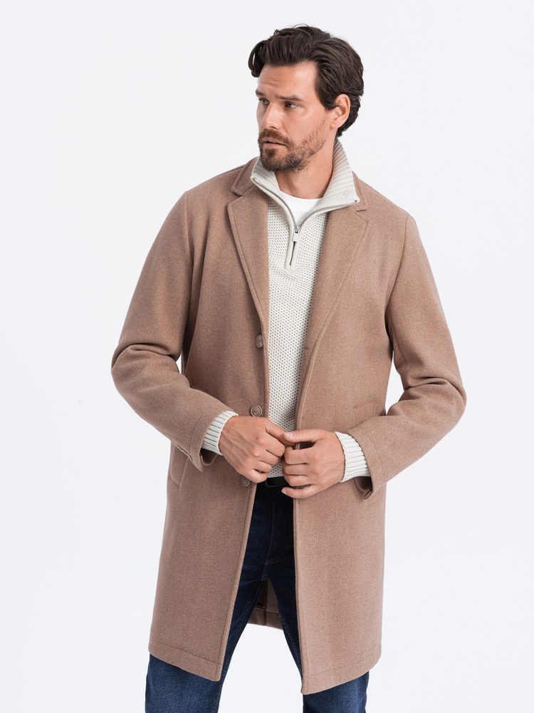 Elegantný kabát pre pánov béžový