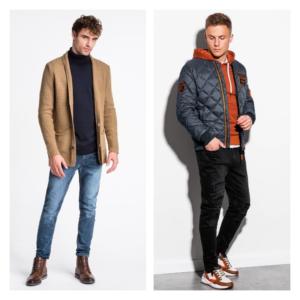 pánske rifle modré a čierne