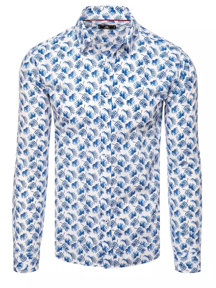 E-shop Biela košeľa s modrým trendy vzorom