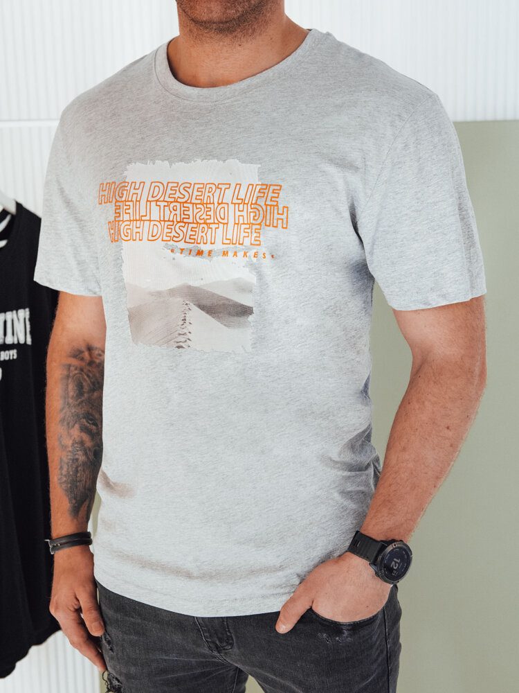 E-shop Atraktívne šedé tričko s originálnou potlačou
