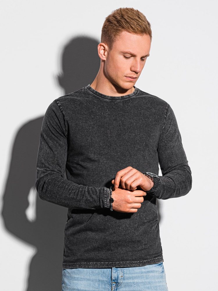 E-shop Čierne štýlové tričko s dlhým rukávom L131