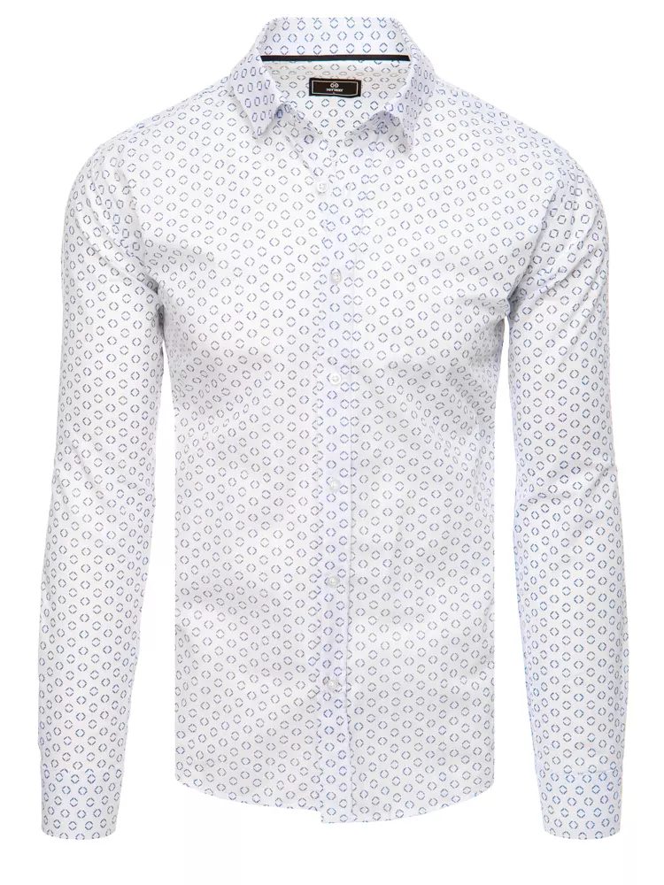 E-shop Bavlnená biela košeľa s modrým vzorom
