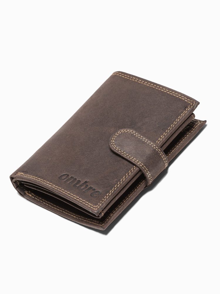 E-shop Hnedá vertikálna kožená peňaženka na patentku A091