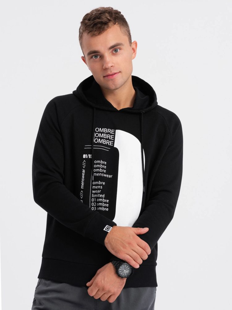 E-shop Zaujímavá čierna mikina s popisom V3 SSPS-0152