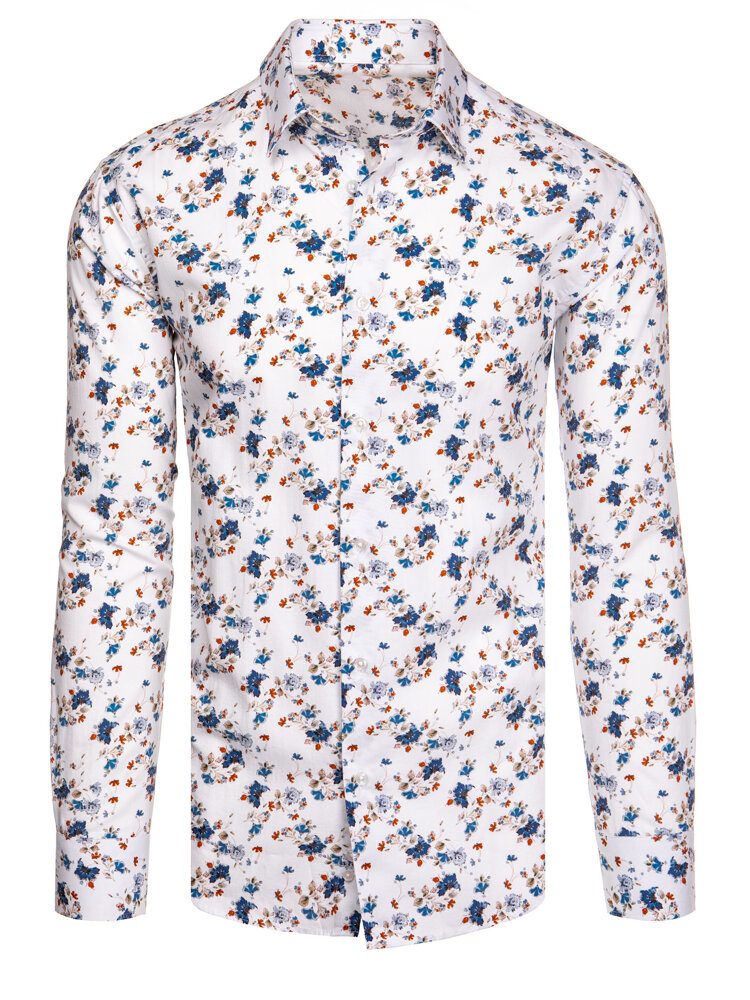 E-shop Nádherná biela košeľa s kvetinovým vzorom