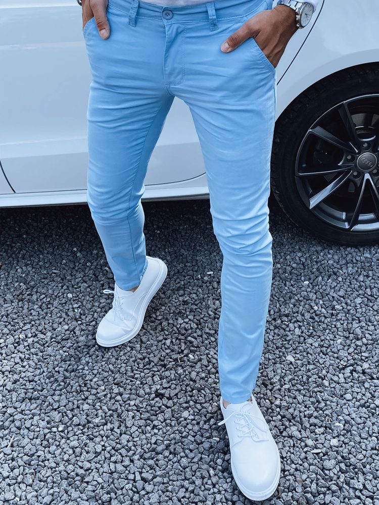 Módne elegantné nohavice -pre mužov- svetlo modré