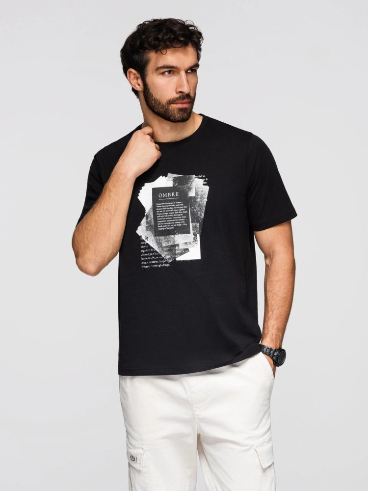Trendy pánske tričko s krátkym rukávom- čierne