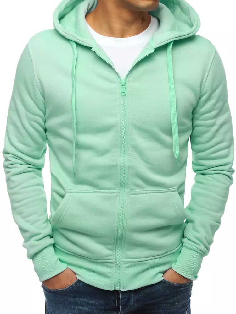 Moderná mikina na zips s kapucňou zelená-muži