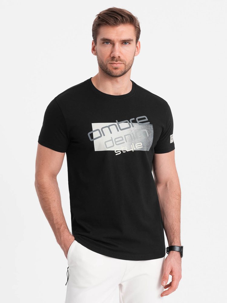 Bavlnené tričko s krátkym rukávom čierne- pre mužov
