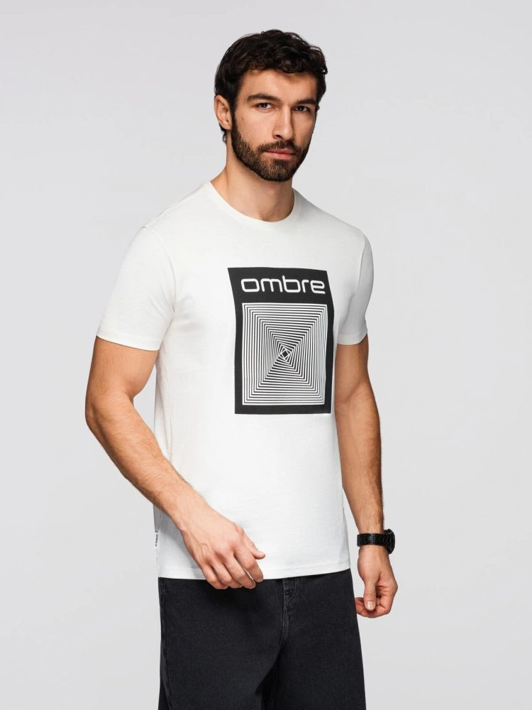 Trendy pánske tričko s krátkym rukávom- biele