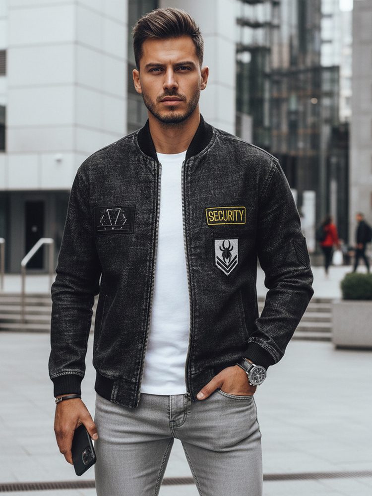 Prechodná štýlová bomber bunda čierna-muži