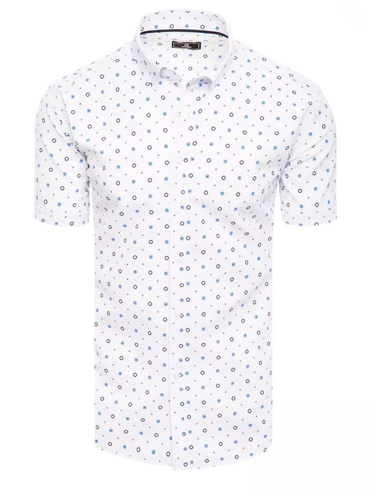 Krátka košeľa s jednoduchým modrým vzorom  biela