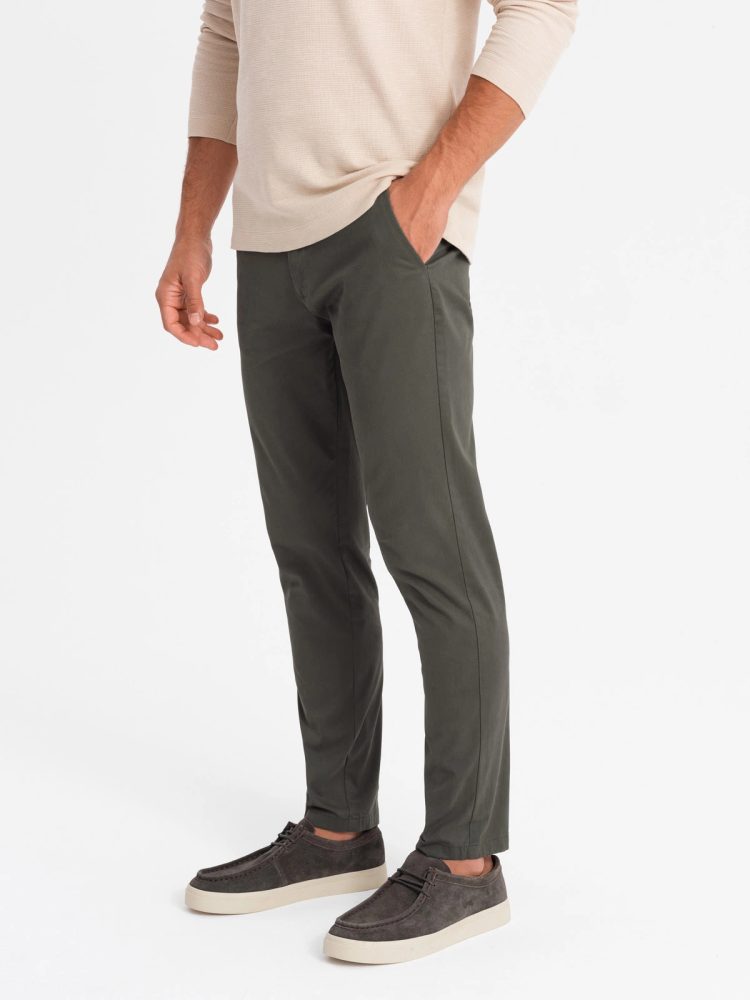 Elegantné pánske chinos nohavice khaki