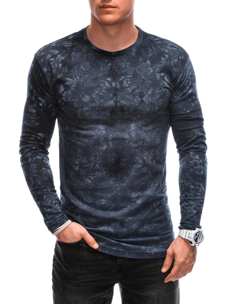 E-shop Batikované čierne tričko s dlhým rukávom L165