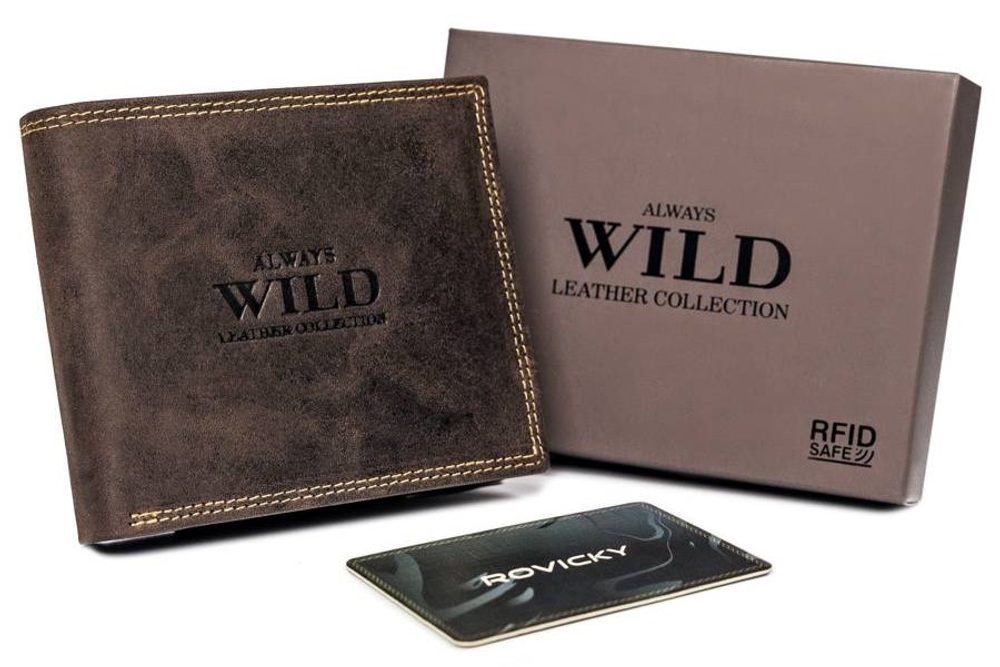 E-shop Elegantná hnedá kožená peňaženka Wild