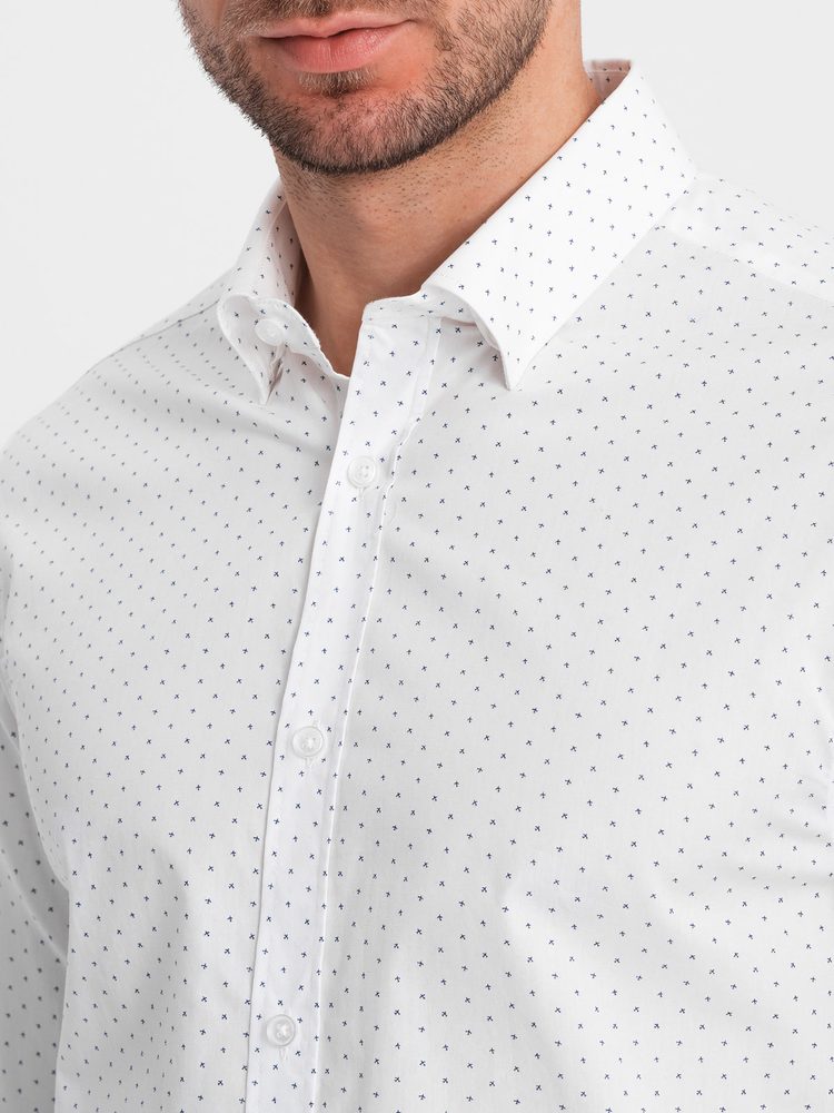 Trendy pánska košeľa so vzorom biela
