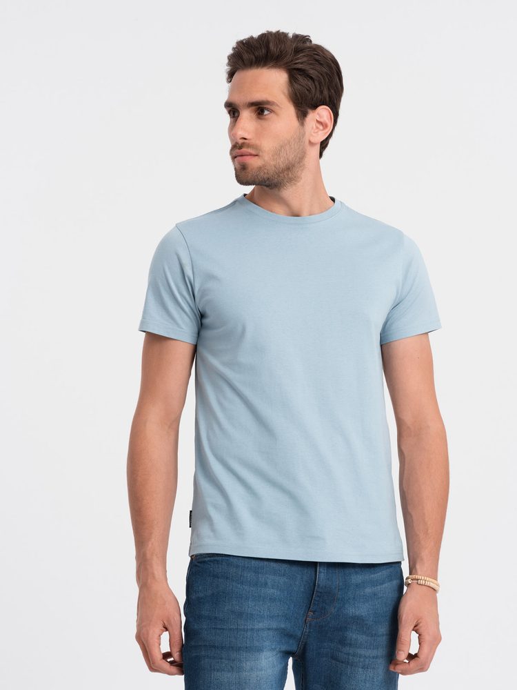 E-shop Bavlnené klasické svetlo modré tričko s krátkym rukávom V12 TSBS-0146