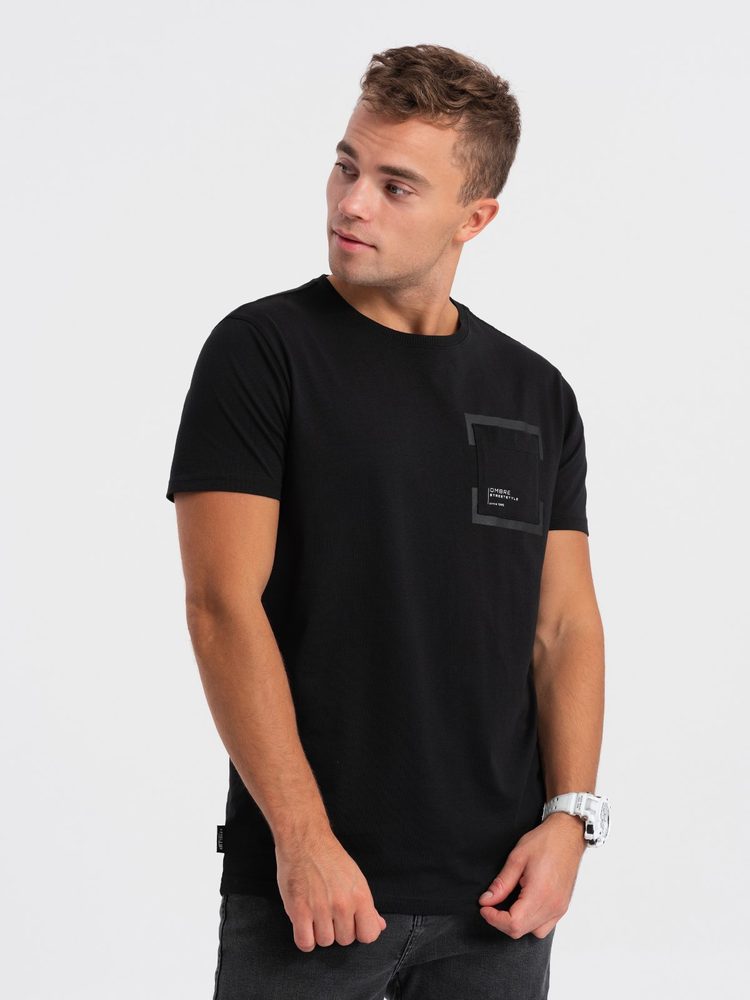 Originálne bavlnené tričko s krátkym rukávom čierne pre mužov