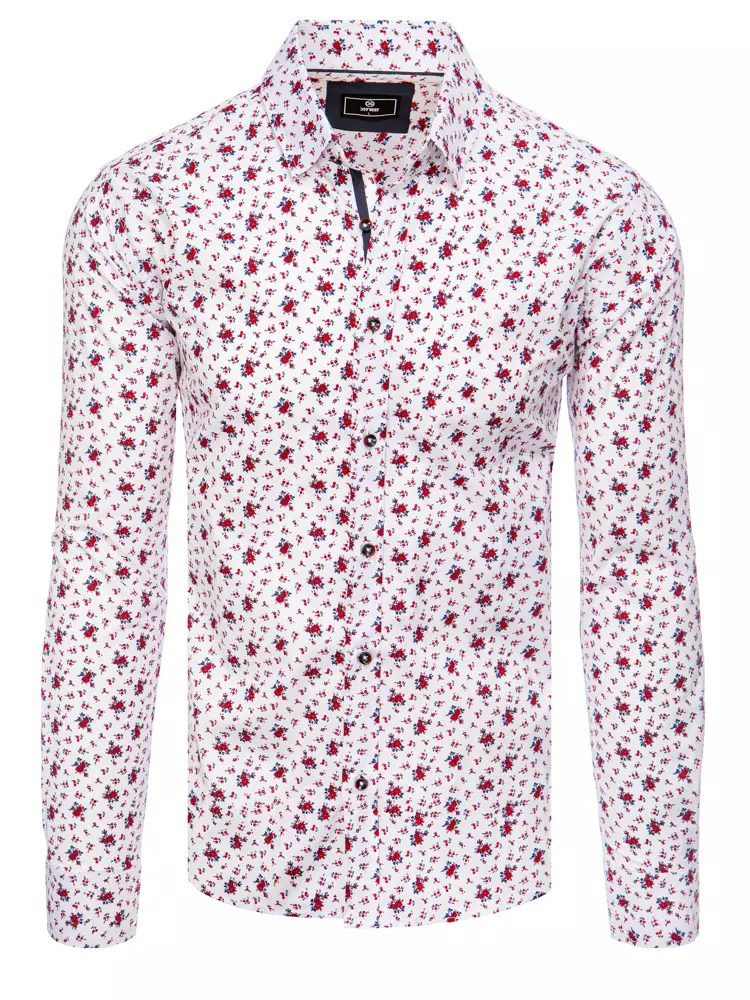 E-shop Biela košeľa s červeným florálnym vzorom