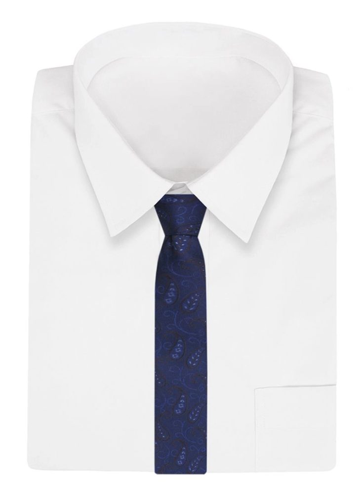 E-shop Tmavomodrá pánska kravata s paisley vzorom