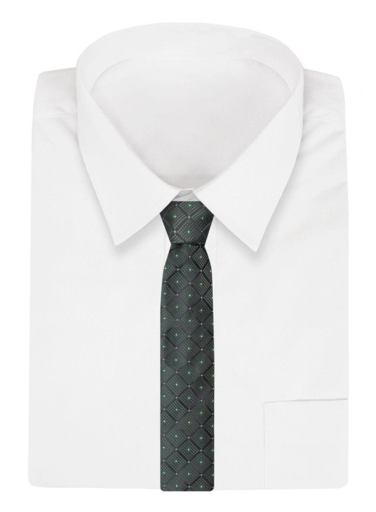 E-shop Grafitová kravata so zeleným detailom Alties