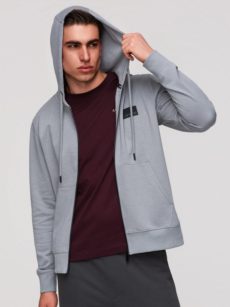 Mikina na zips s kapucňou šedá