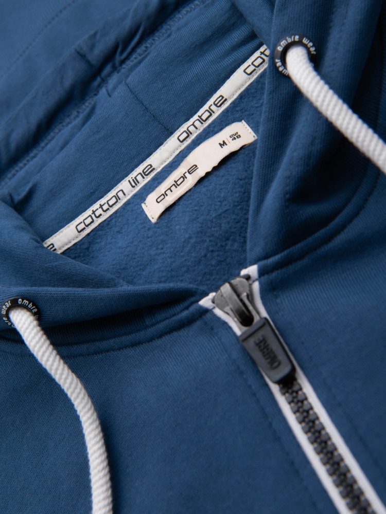 Pánska mikina s kapucňou na zips- tmavomodrá