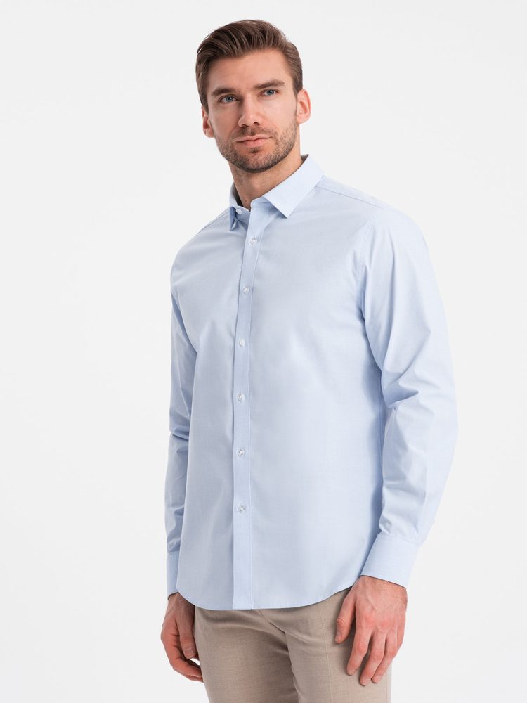 Jedinečná pánska košeľa bez vzoru modrá