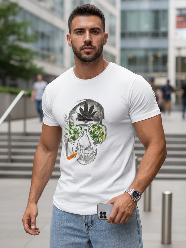 E-shop Moderné biele tričko s lebkou