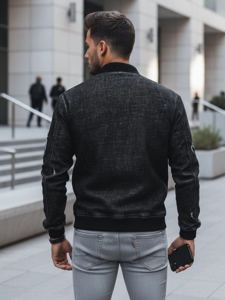 Prechodná štýlová bomber bunda čierna-muži