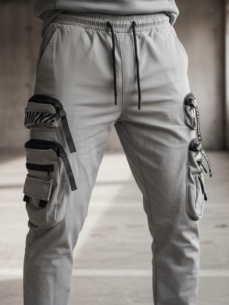 Trendy jogger kapsáčové nohavice pre pánov šedé