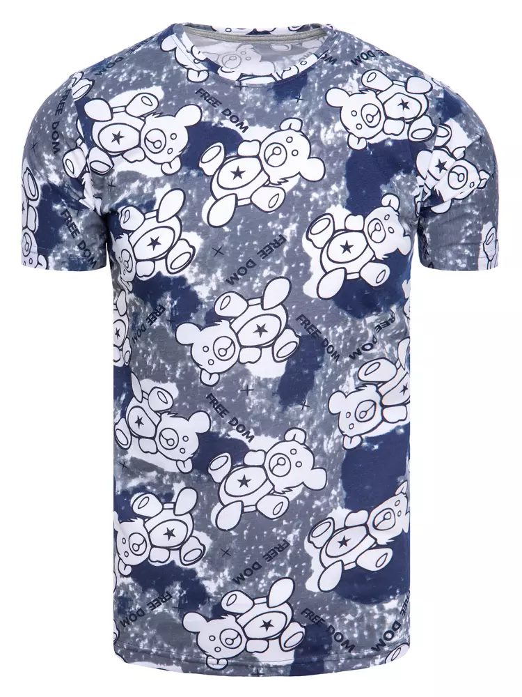 Trendy tričko s krátkym rukávom a s jedinečnou potlačou-muži-šedé