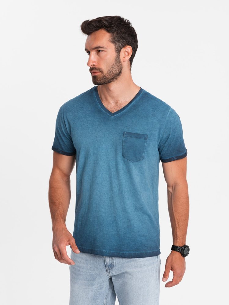 Originál tričko s V- výstrihom- tmavo modré- muži