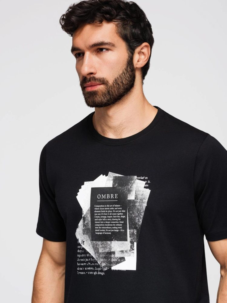Trendy pánske tričko s krátkym rukávom- čierne