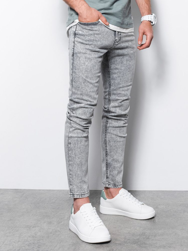 Trendové pánske rifľové nohavice v šedej farbe